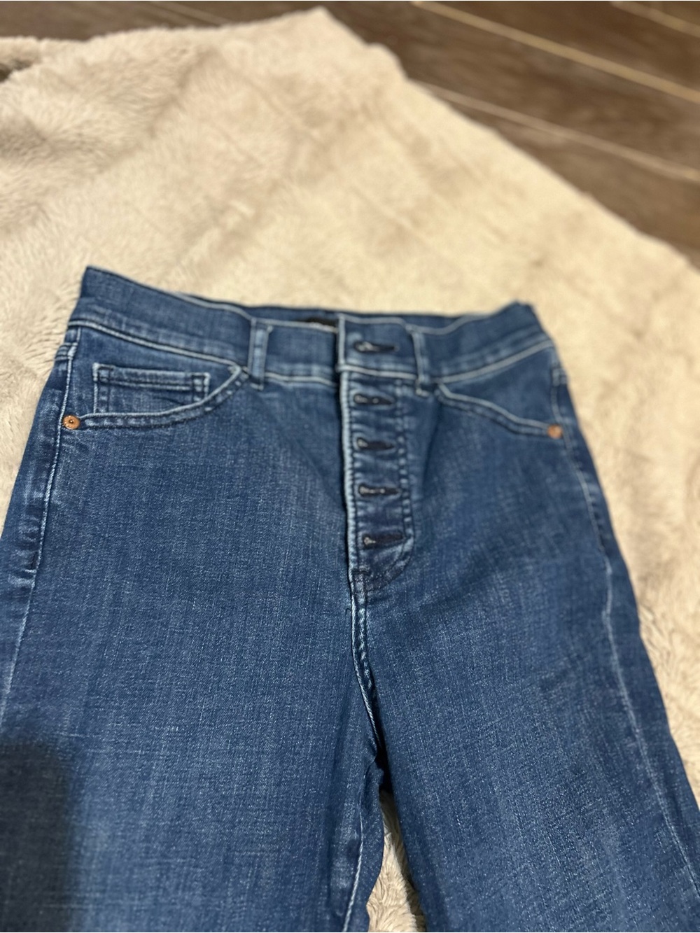 Express Dark Blue Denim High-Rise Jeans - Picture 6 of 7